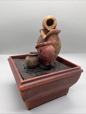 Rustic Terracotta Fountain Tabletop Water Feature - Red/Brown